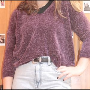 V neck slouchy cropped sweater
